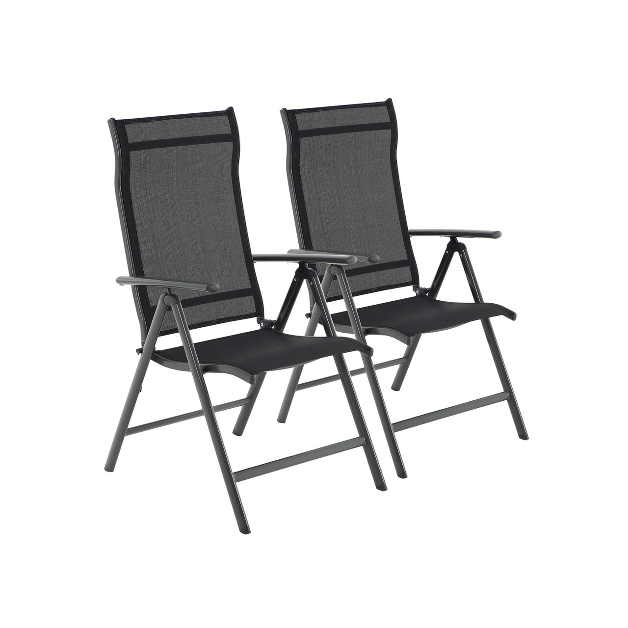 Set 2 sezlonguri pentru gradina/terasa, Songmics, 56x70x106 cm, max 150 kg, aluminiu/tesatura sintetica, negru - imagine 6